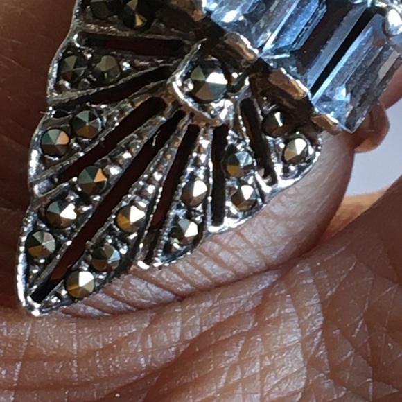 Sterling silver marcasite ring - Picture 4 of 6